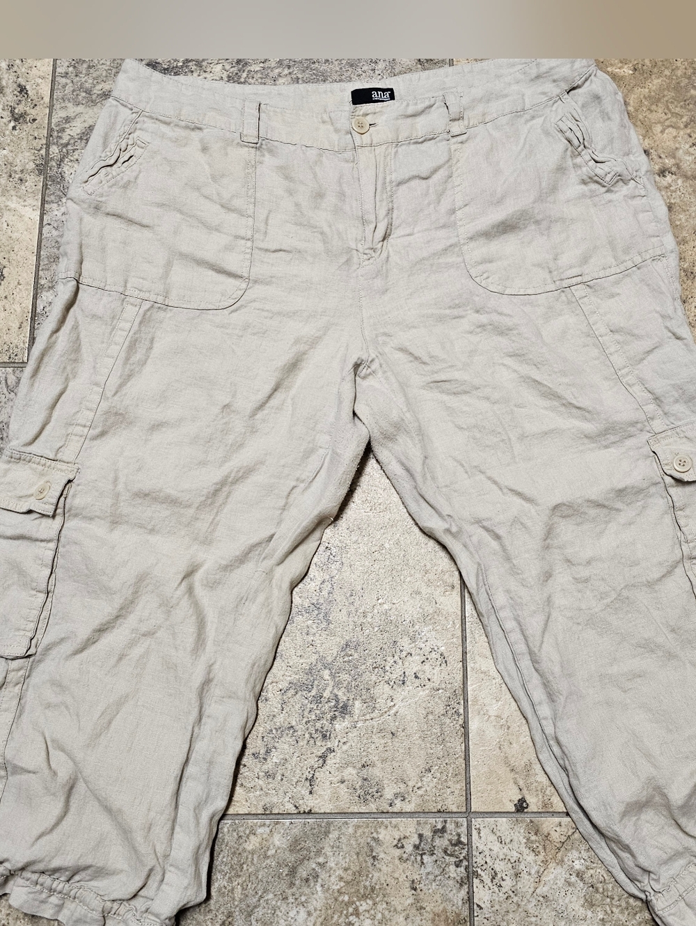 a.n.a 100% Linen Cargo Capris 18W